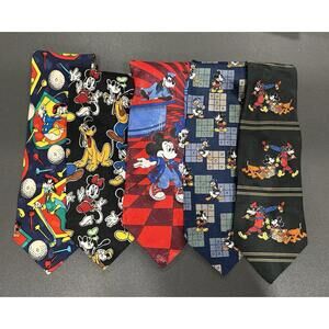 Lot Of 5 Vintage Disney Mickey Mouse Ties Mickey Unlimited Neckties L6